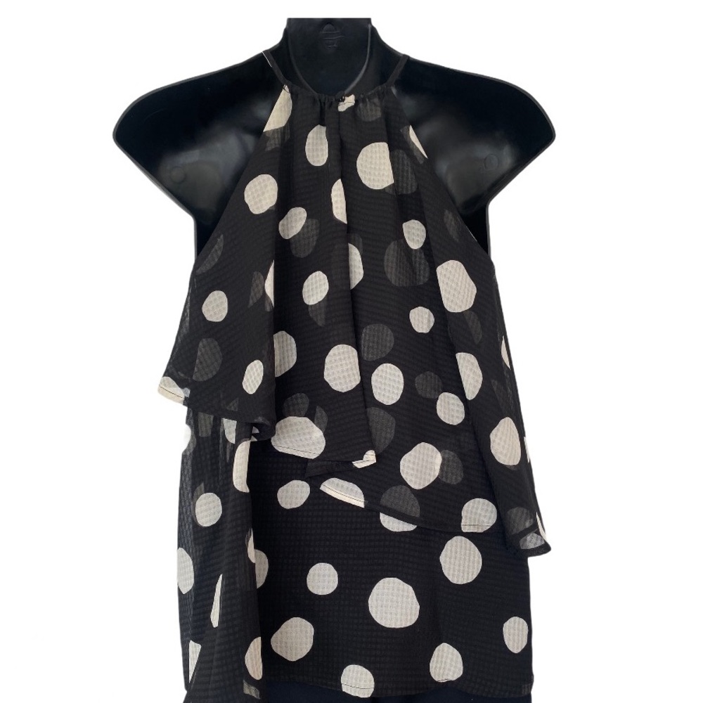 Womens Polka Dot Sleeveles Blouse Who What Wear XS - Picture 6 of 7